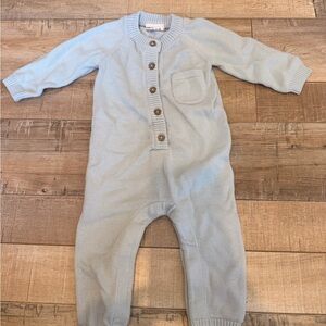 Viverano Organics Baby Footie One-Piece in Pale Blue with Button Front